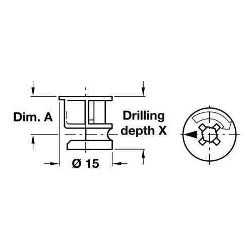 Vỏ nối Minifix 15 không vành Hafele 262.26.532 3 Kích thước của Vỏ nối Minifix 15 không vành Hafele 262.26.532