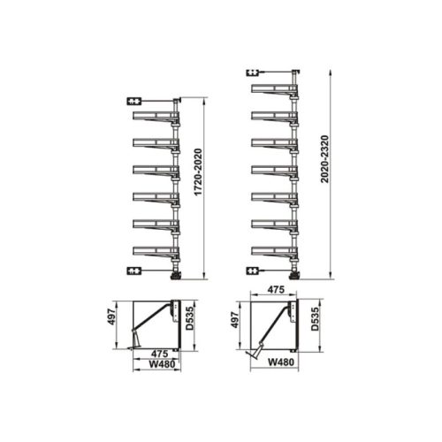 Bộ rổ xoay Hafele Kara Vario 595.82.805 6 tầng