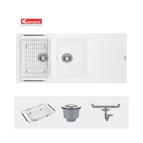 Chậu rửa bát Konox Granite Phoenix 1160 Silver 4 Chậu rửa bát Konox Granite Phoenix 1160 Silver