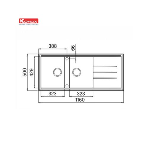 Chậu rửa bát Konox Granite Phoenix 1160 Silver 5 Thiết kế của Chậu rửa bát Konox Granite Phoenix 1160 Silver
