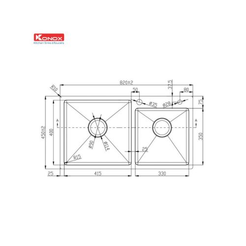 Chậu rửa bát Konox Overmount Sink KN8245DO 5 Thiết kế của Chậu rửa bát Konox Overmount Sink KN8245DO