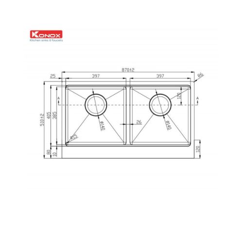 Chậu rửa bát Konox Workstation - Apron Sink KN8751DA Retta 5 Thiết kế của Chậu rửa bát Workstation - Apron Sink KN8751DA Retta