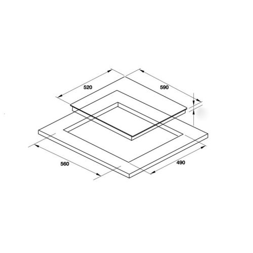 Bếp từ Hafele 3 vùng nấu HC-I6030B 536.61.831 lắp âm 4 Kích thước Bếp từ Hafele 3 vùng nấu HC-I6030B 536.61.831