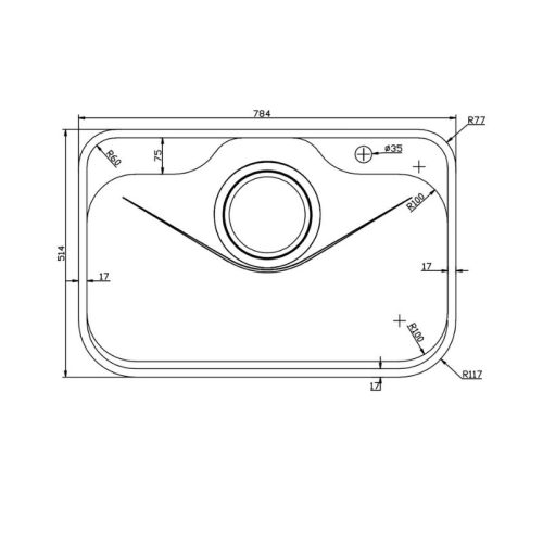 Chậu rửa bát inox 1 hố Konox Tari 7851SR 5 Kích thước chậu rửa bát inox 1 hố Konox Tari 7851SR