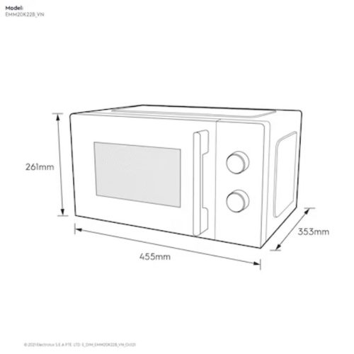 Kích thước lò vi sóng Electrolux EMM20K22B