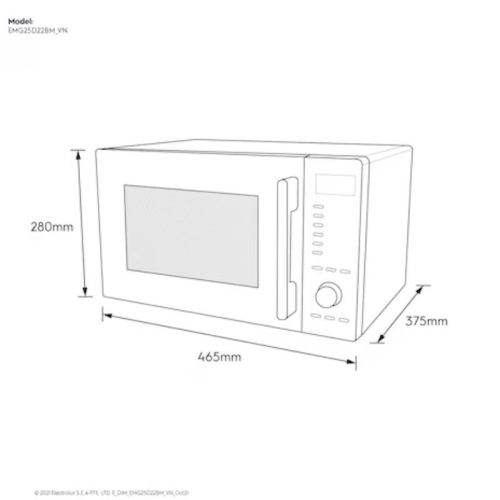 Kích thước lò vi sóng Electrolux EMG25D22BM