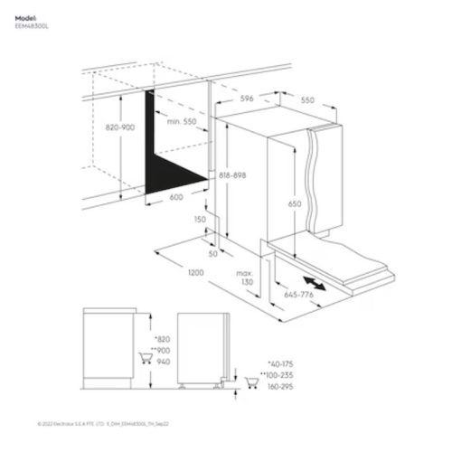 Máy rửa bát âm tủ Electrolux EEM48300L 3 Kích thước máy rửa bát Electrolux EEM48300L