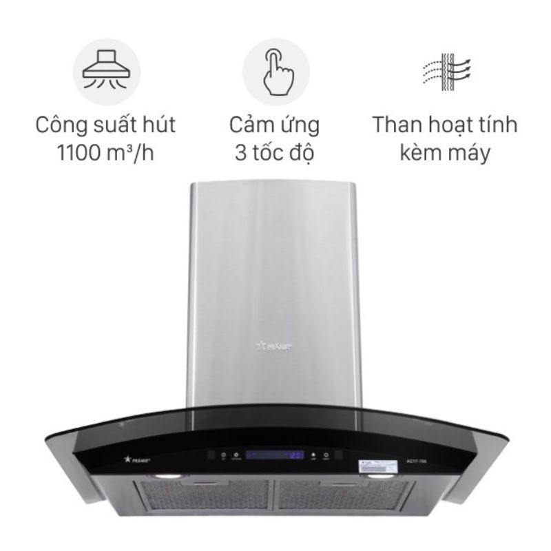 Tính năng máy hút mùi áp tường Pramie AC17-700 Tính năng máy hút mùi áp tường Pramie AC17-700