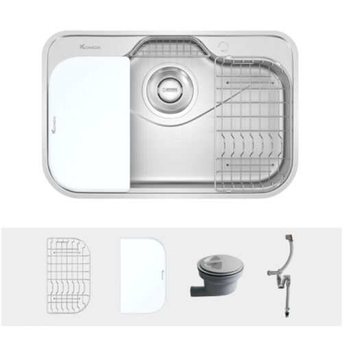 Chậu rửa bát inox 1 hố Konox Tari 7851SR 4 Trọn bộ Chậu rửa bát inox 1 hố Konox Tari 7851SR