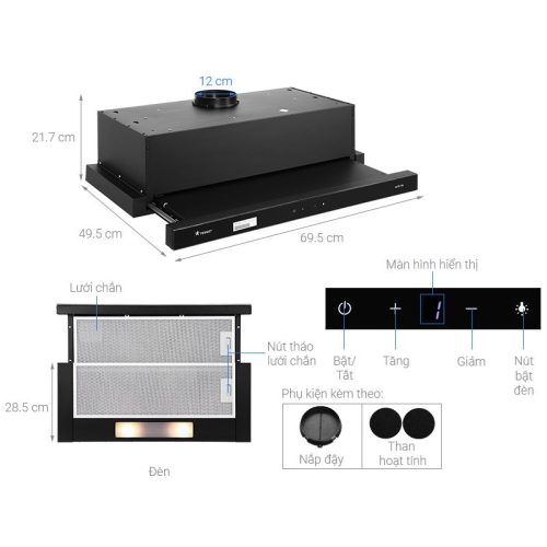 Cấu tạo máy hút mùi âm tủ Pramie ALP9-700 Air