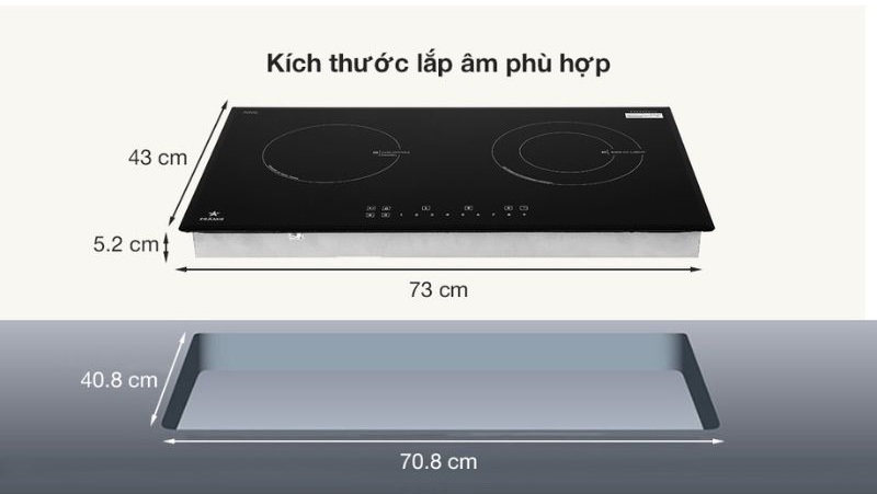 Bếp từ kết hợp hồng ngoại Pramie PRTH-2101 2 vùng nấu lắp âm 9 Kích thước bếp từ kết hợp hồng ngoại Pramie PRTH-2101 2 vùng nấu lắp âm
