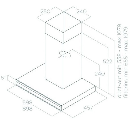 Máy hút mùi áp tường Elica ADÉLE BL MAT/A/60 PRF0167318 6 Kích thước máy hút mùi áp tường Elica ADÉLE BL MAT/A/60 PRF0167318