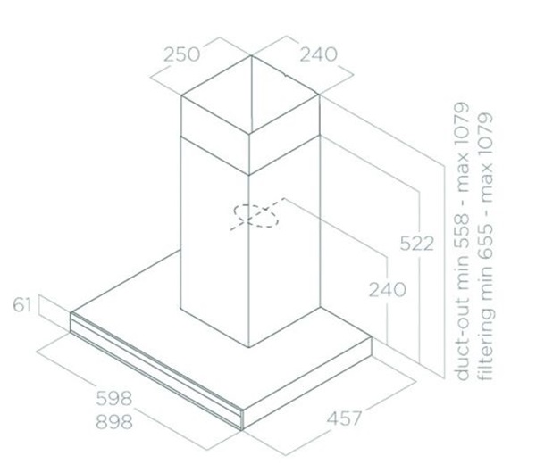 Máy hút mùi áp tường Elica ADÉLE BLIX/A/90 PRF0167315 7 Kích thước máy hút mùi áp tường Elica ADÉLE BLIX/A/90 PRF0167315