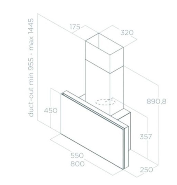 Máy hút mùi áp tường Elica PLAT WH/F/55 PRF0165707 8 Kích thước máy hút mùi áp tường Elica PLAT WH/F/55 PRF0165707