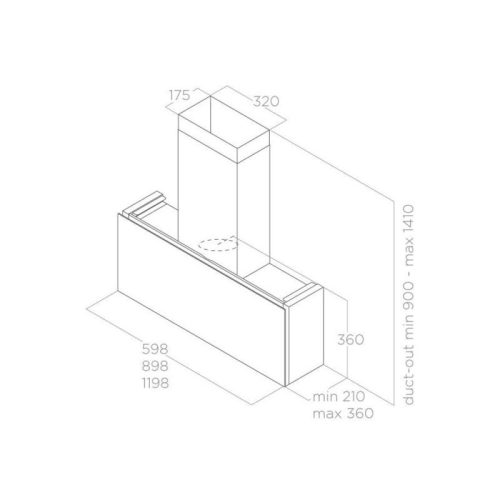 Kích thước máy hút mùi áp tường Elica RULES BL/F/90 PRF0163751