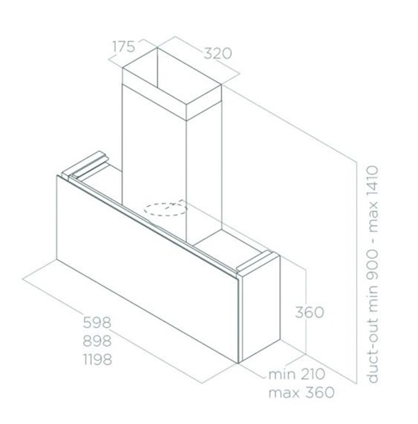 Máy hút mùi áp tường Elica RULES DEKT/F/60 PRF0163755 8 Kích thước máy hút mùi áp tường Elica RULES DEKT/F/60 PRF0163755