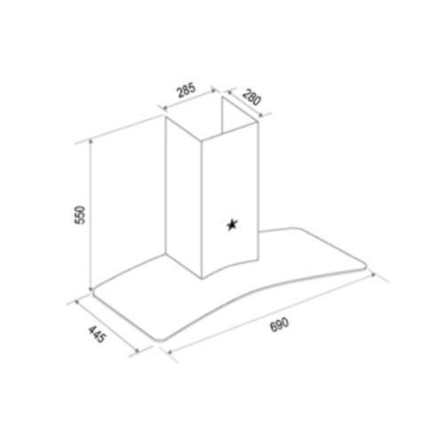 Kích thước máy hút mùi áp tường tuần hoàn Pramie AC17-700 Air