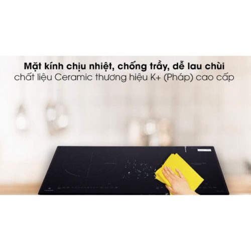 Bếp từ kết hợp hồng ngoại Pramie PRMY-2108 2 vùng nấu lắp âm 4 Mặt kính bếp từ kết hợp hồng ngoại Pramie PRMY-2108 2 vùng nấu lắp âm