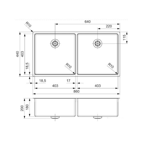 Thiết kế của chậu rửa bát inox 2 hố Reginox NEW YORK HMH.R28254