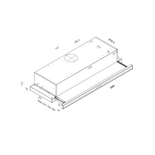 Thiết kế của máy hút mùi âm tủ Fagor 3AF3-741B