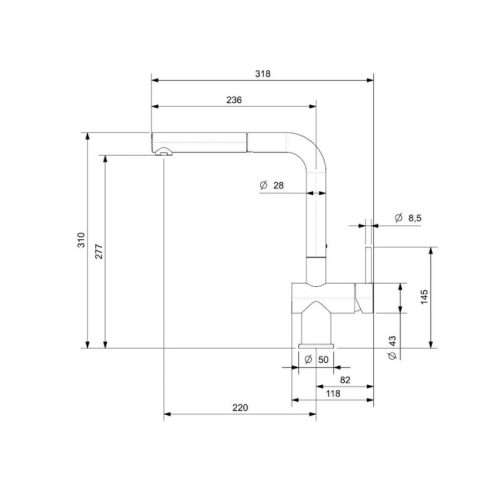 Thiết kế của vòi rửa bát nóng lạnh Reginox CEDAR HMH.R31643