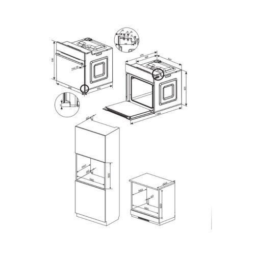 Lò nướng âm tủ 77L Fagor T-Class 8H-115BMsSmA 3 Thiết kế lắp đặt của lò nướng âm tủ 77L Fagor T-Class 8H-115BMsSmA