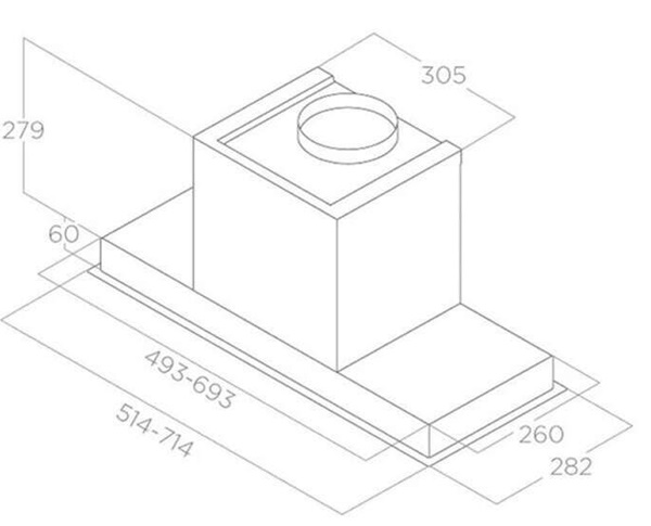 Kích thước máy hút mùi âm tủ Elica HIDDEN 2.0 IX/A/90 PRF0095073A