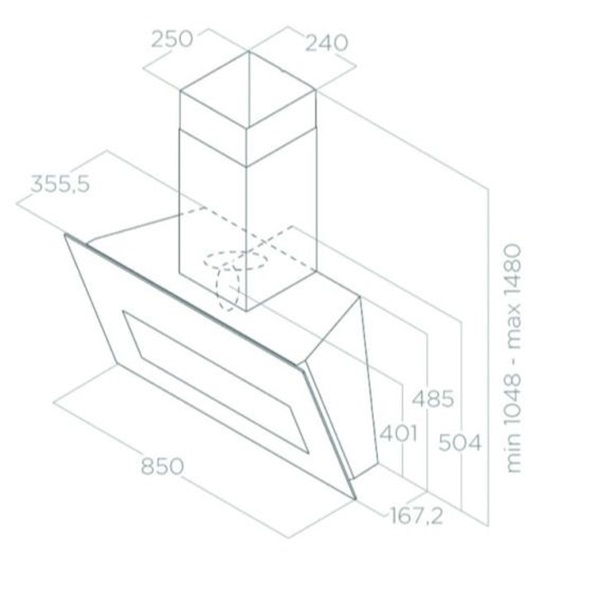 Máy hút mùi áp tường Elica BLOOM-S WH/A/85 PRF0164490 7 Kích thước máy hút mùi áp tường Elica BLOOM-S WH/A/85 PRF0164490