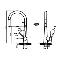 Kích thước vòi rửa bát Fagor T2145A-SS