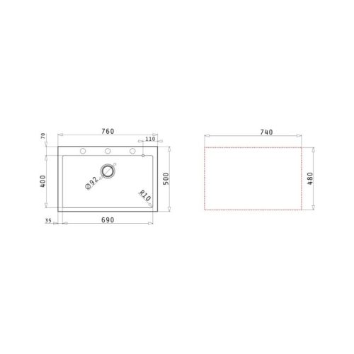 Thiết kế của chậu rửa chén đá 1 hố Elica Pyragranite Istros 1B Snow 070045511