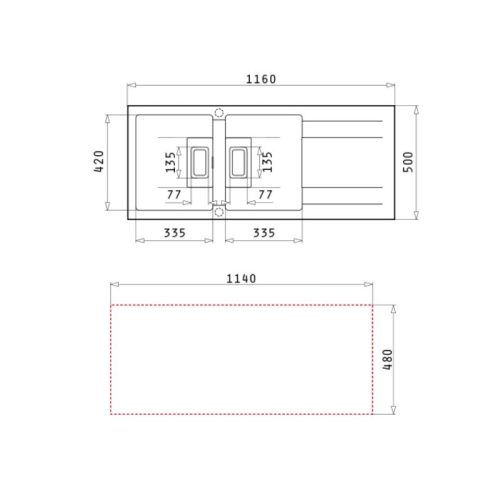 Thiết kế của chậu rửa chén đá 2 hố Elica Pyragranite Kartesio 2B 1D Iron Grey 70055511