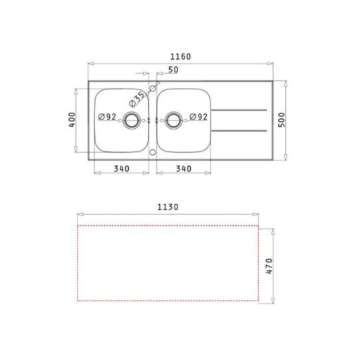 Thiết kế của chậu rửa chén inox 2 hố Elica Concerto 2B 1D – Black 109501630