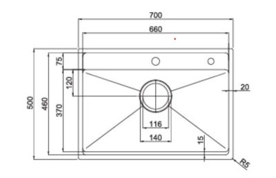 Kích thước chậu rửa bát inox 1 hố Paul Schmitt PA 7050-TDA