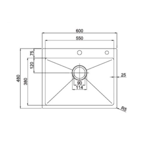 Chậu rửa bát inox 1 hố Paul Schmitt PA 6048-T 3 Kích thước của chậu rửa bát inox 1 hố Paul Schmitt PA 6048-T