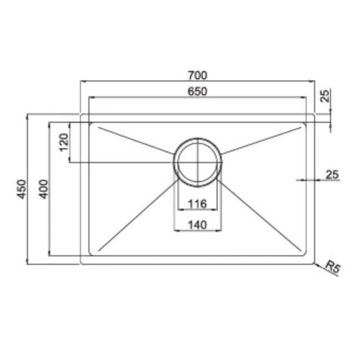 Kích thước của chậu rửa bát inox 1 hố Paul Schmitt PA7045-U
