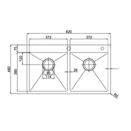 Chậu rửa bát inox 2 hố Paul Schmitt PA8248-T 3 Kích thước của chậu rửa bát inox 2 hố Paul Schmitt PA 8248-T