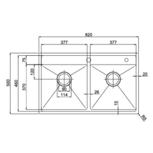 Kích thước của chậu rửa bát inox 2 hố Paul Schmitt PA8250-TDA