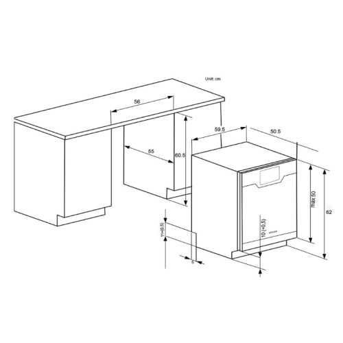 Máy rửa bát âm tủ Spelier SMS 08 Plus 1/ DW 4 Kích thước máy rửa bát âm tủ Spelier SMS 08 Plus 1/ DW