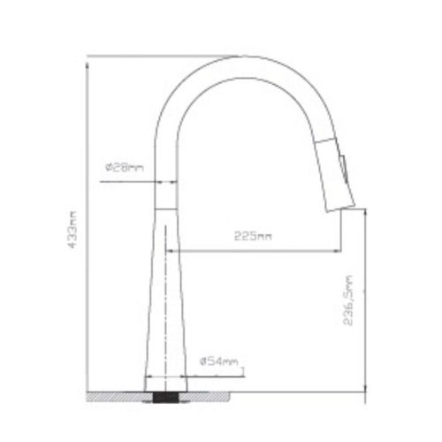 Kích thước của vòi rửa bát nóng lạnh Paul Schmitt PA305K có dây rút