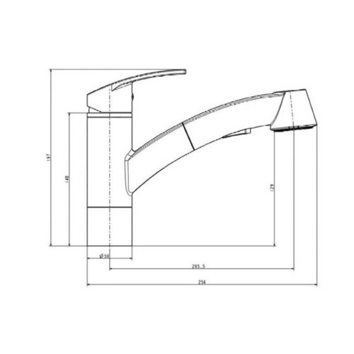 Kích thước của Vòi rửa bát nóng lạnh Paul Schmitt PA311KCB có dây rút
