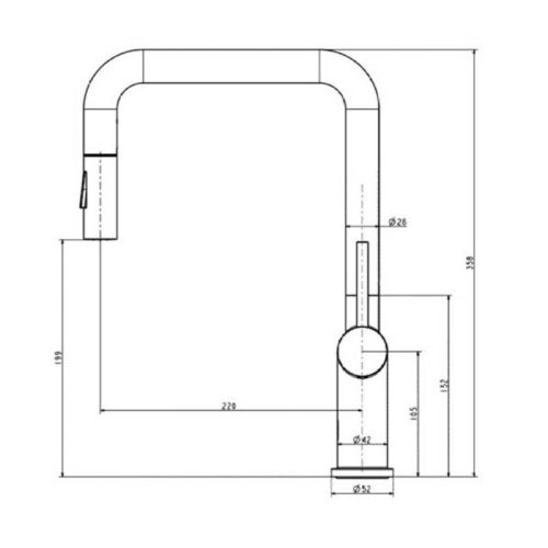 Kích thước của vòi rửa bát nóng lạnh Paul Schmitt PA314K có dây rút