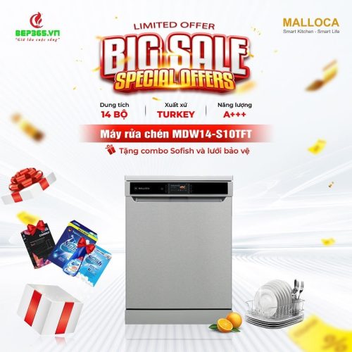 Máy rửa bát độc lập Malloca MDW14-S10TFT