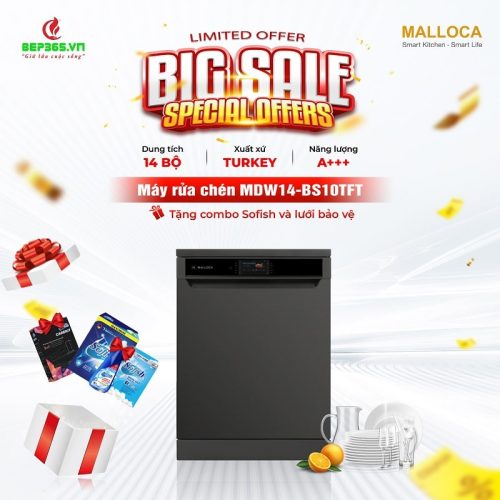 Máy rửa bát độc lập Malloca MDW14-BS10TFT