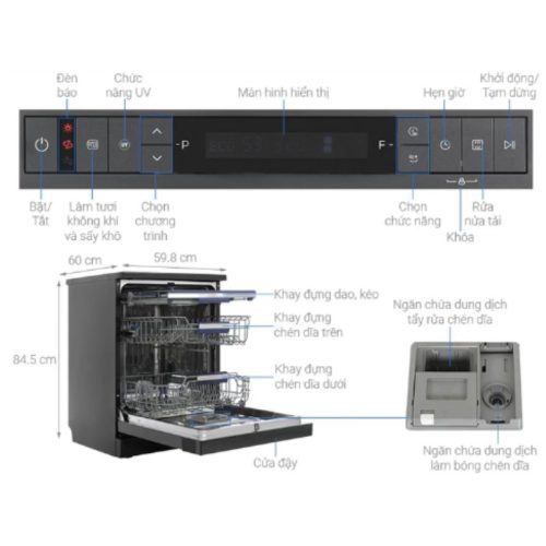 Máy rửa bát độc lập Hafele HDW-F6051S 538.21.370 8 Cấu tạo máy rửa bát độc lập Hafele HDW-F6051S 538.21.370