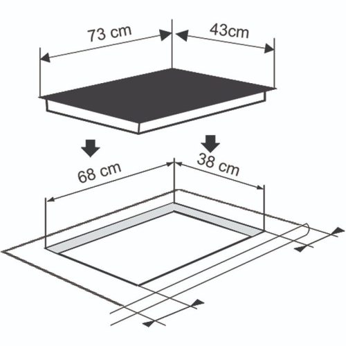 Kích thước bếp từ đôi bán âm Richborn RI7343H28M