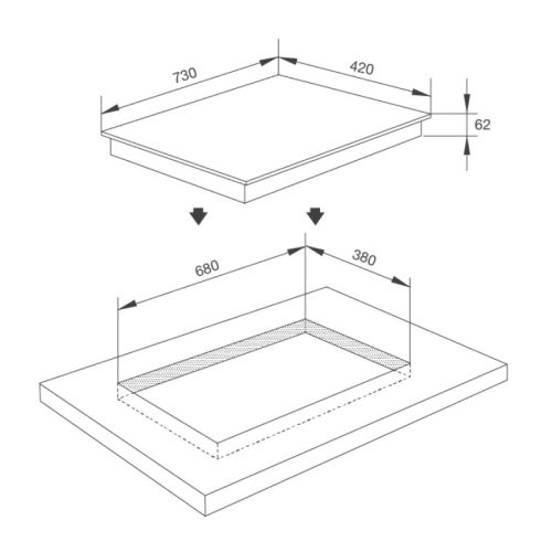 Bếp từ Malloca 2 vùng nấu MH-732 IN lắp âm 4 Kích thước của bếp từ Malloca 2 vùng nấu MH-732 IN lắp âm