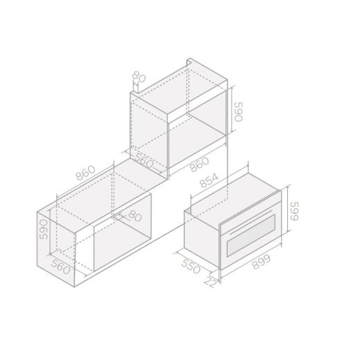Lò nướng âm tủ 115L Elica VIRTUS MULTI 90 TFT – PRF0191768 4 Kích thước lò nướng âm tủ 115L Elica VIRTUS MULTI 90 TFT – PRF0191768