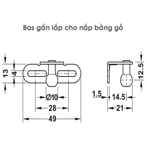 Pittong đẩy cánh tủ 80N Hafele 373.82.907 8 Bas cho nắp gỗ pittong đẩy cánh tủ 80N Hafele 373.82.907