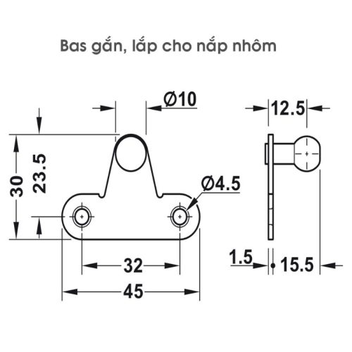 Pittong đẩy cánh tủ 80N Hafele 373.82.907 7 Bas cho lắp nhôm pittong đẩy cánh tủ 80N Hafele 373.82.907