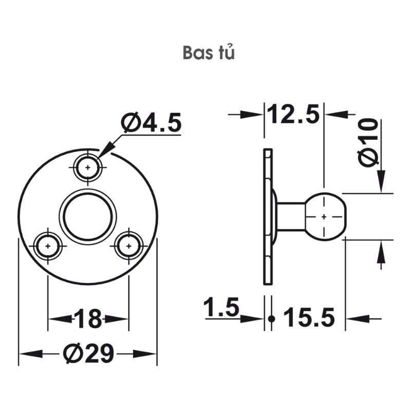 Bas tủ pittong đẩy cánh tủ 80N Hafele 373.82.907 Bas tủ pittong đẩy cánh tủ 80N Hafele 373.82.907